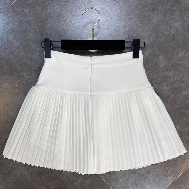Pleated High-Waist Mini Skirt