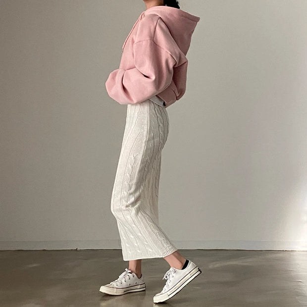 Solid Knitted Skirts For Womenew