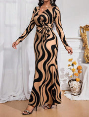 Women's New Dress With Waist Cinching And Tie Up, Long Stretch, Comfortable And Fashionable Dress