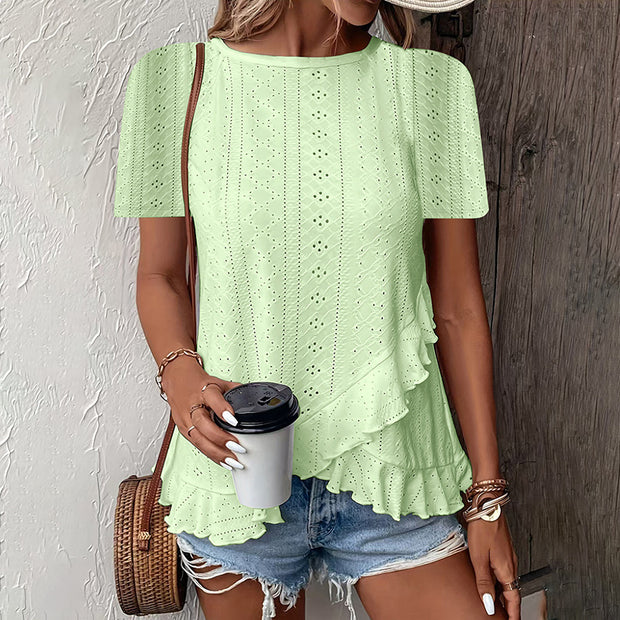 Women's Short Sleeve T-Shirt Casual Summer Crew Neck Blouses Top