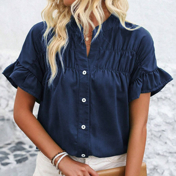 Women's Casual V Neck Business Work Blouses