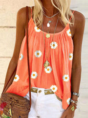 Women's Floral Printed Spaghetti Strap Cami Top, Suitable For Summer
