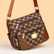 Small Square Bag Plaid Pattern Metal Decor