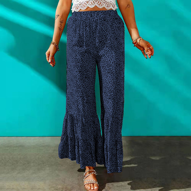 Women's Fitted Drawstring Crinkled Casual Trousers