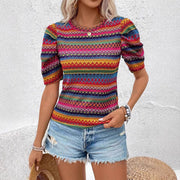 Casual Round Neck Knitted Bohemian Women's Top