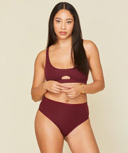  Organic Cotton Keyhole Soft Bra in Garnet