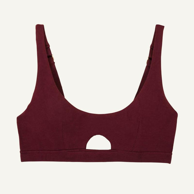  Organic Cotton Keyhole Soft Bra in Garnet