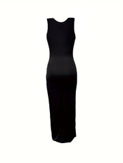 Ladies' Solid Color Off Shoulder Side Strap Fashionable Hip Hugging Dress