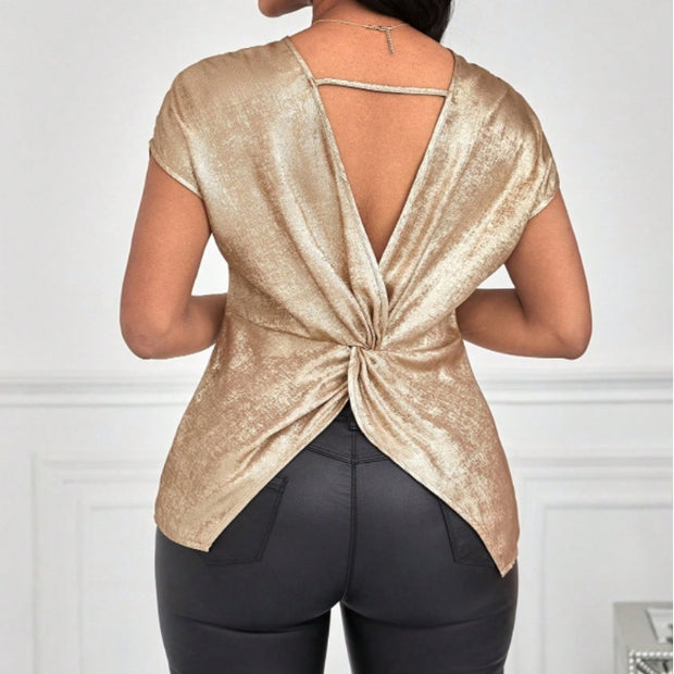 Women's Solid Color Round Neck Loose Fashion Shirt Top
