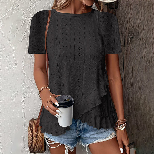 Women's Short Sleeve T-Shirt Casual Summer Crew Neck Blouses Top