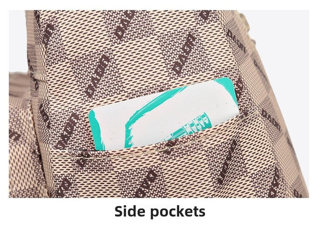 Small Square Bag Plaid Pattern Metal Decor