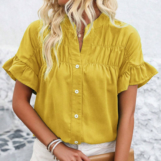 Women's Casual V Neck Business Work Blouses