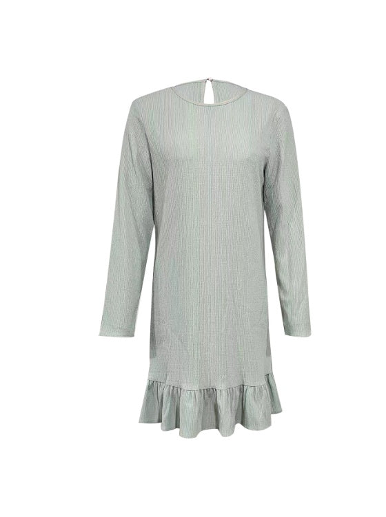 Ladies' Solid Color Lace A-list Casual Long Sleeved Dress