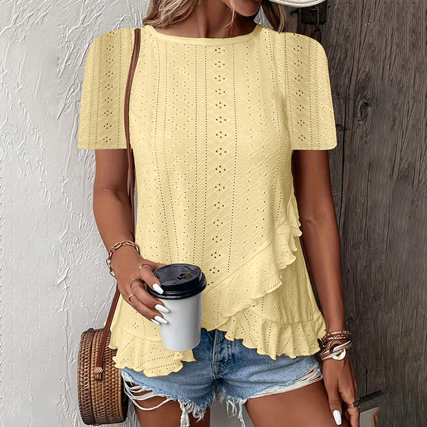 Women's Short Sleeve T-Shirt Casual Summer Crew Neck Blouses Top