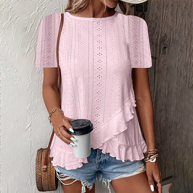 Women's Short Sleeve T-Shirt Casual Summer Crew Neck Blouses Top