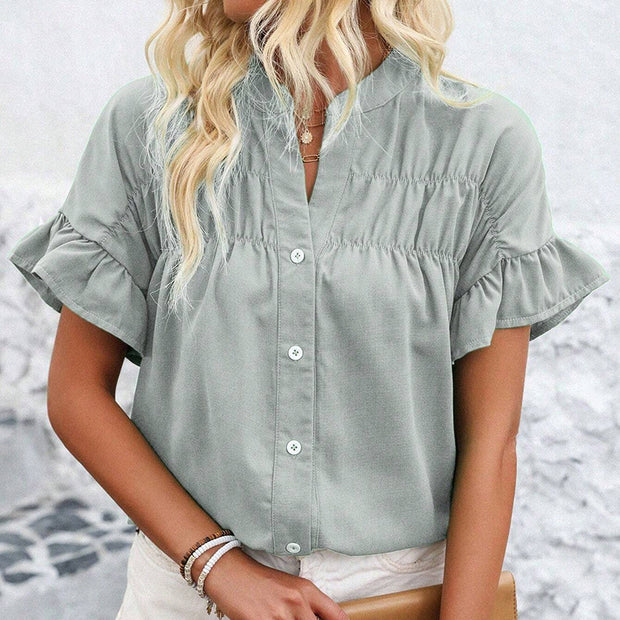 Women's Casual V Neck Business Work Blouses