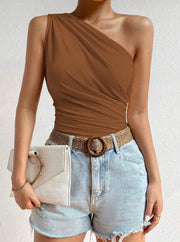 Summer Casual Polyester Short-sleeved Blouse For Women
