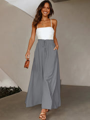 Ladies Plus Size Casual Pants Elastic Waist Wide-leg Pants