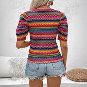 Casual Round Neck Knitted Bohemian Women's Top