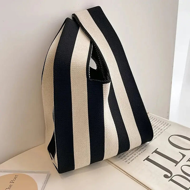 Handbag Women's Knitted Wool Bucket Bag  Versatile Handbag Casual Tote Bag Box Rice Bag